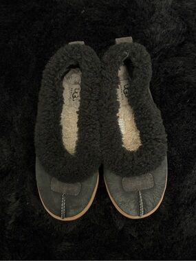 UGG Black Shearling-Lined Ballet Flats
